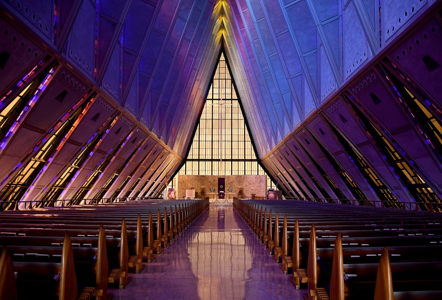Inside view of the Cadet Chapel at the U.S. Air Force Academy