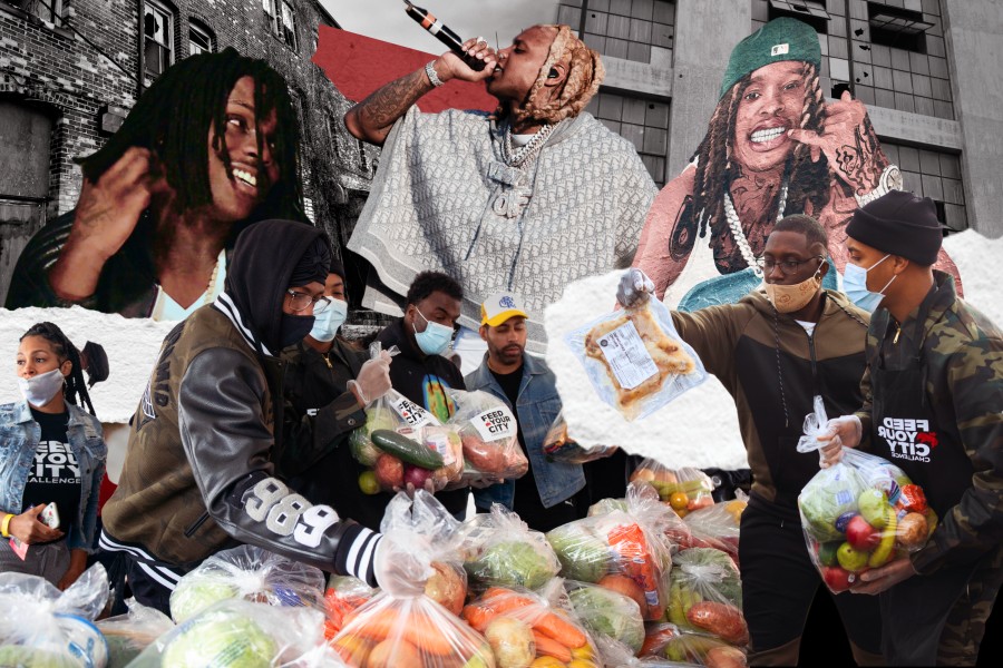 A photo collage of drill rappers from Chicago.