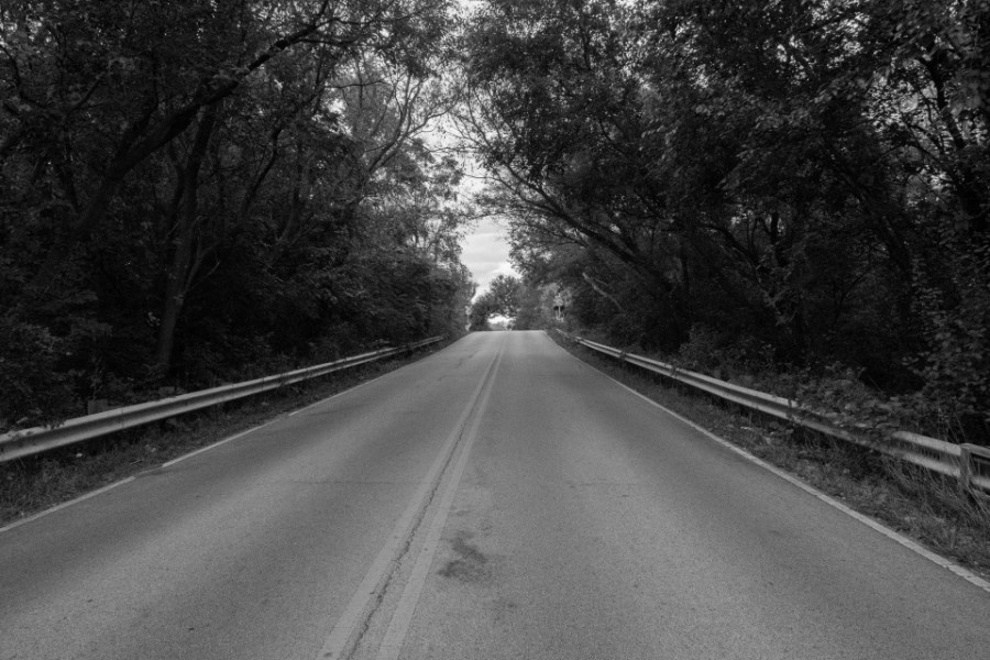 A black-and-white photo of Munger Road