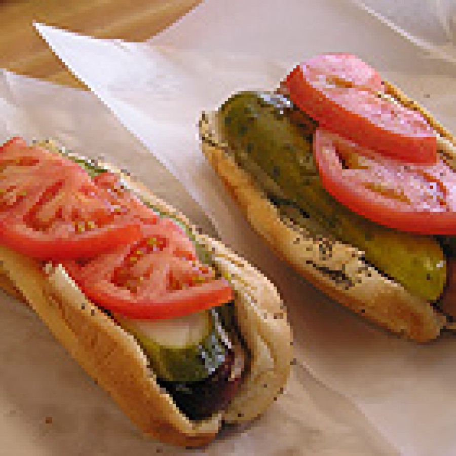 Recipes - Grilled Hot Dogs with Harissa Ketchup, Tahini Mustard