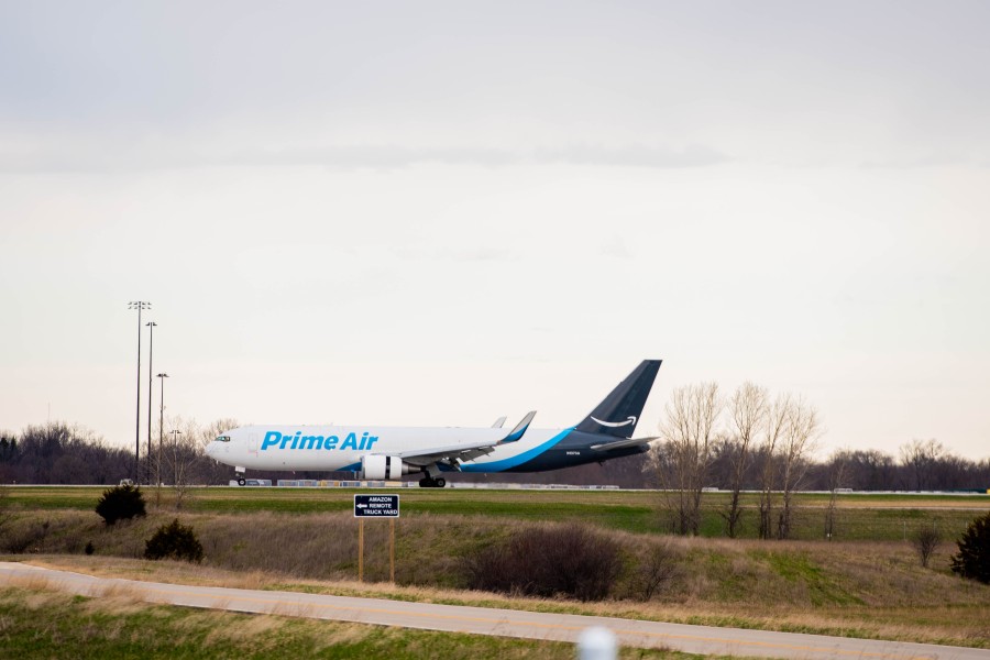 Amazon Prime plane at Chicago Rockford International Airport