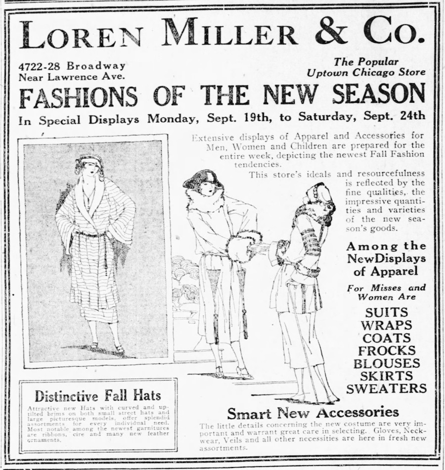 Loren Miller & Company Department Store advertisement, Chicago Tribune