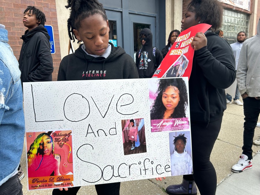 Students hold a peace march at Chicago’s Chatham Academy High School, which has seen six deaths in the last year.