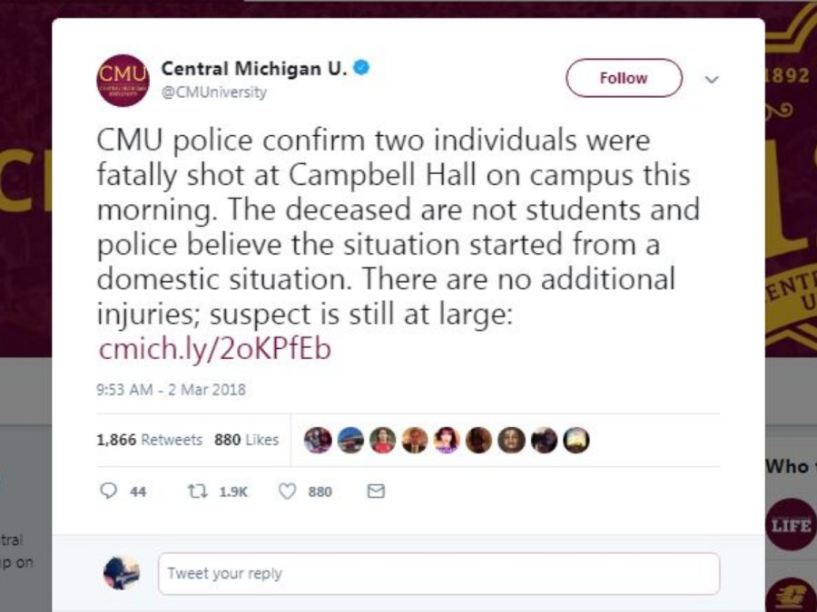 Central Michigan University On Lockdown After Shooting At Dorm Kills 2 Wbez Chicago