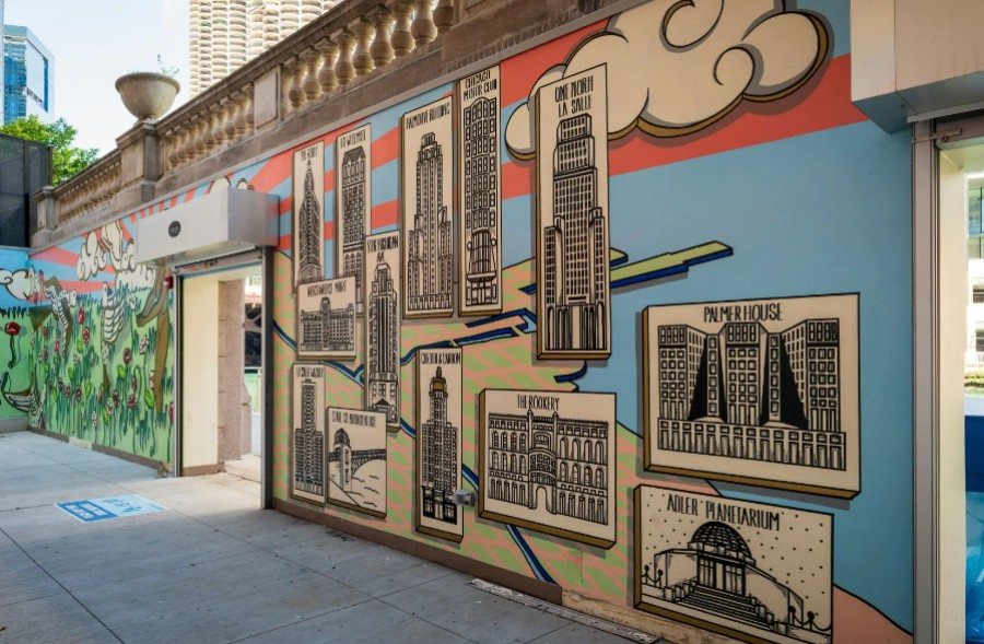 chicago buildings mural